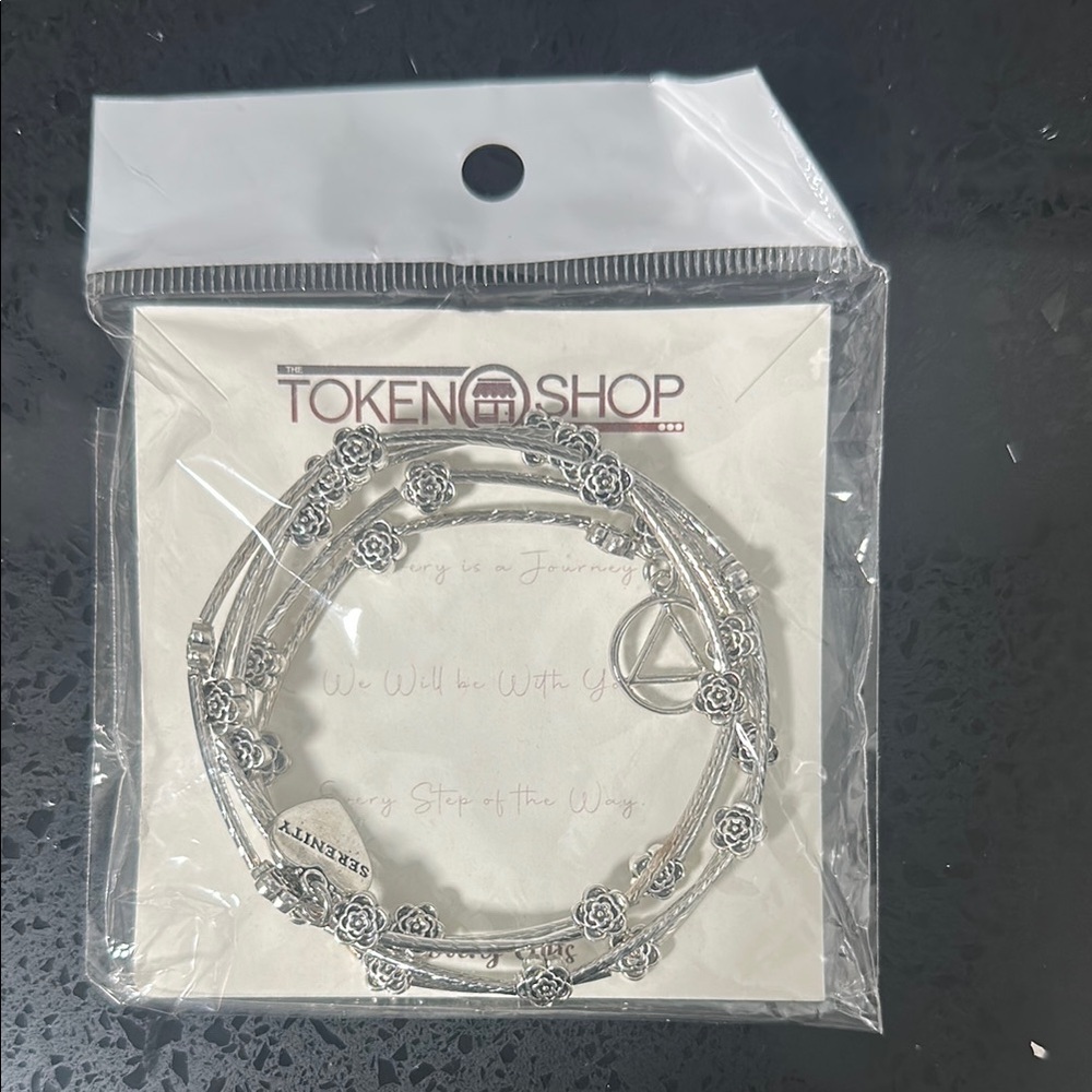 NEW Token Shop Wire Wrap Recovery Serenity AA Silver Bracelet
